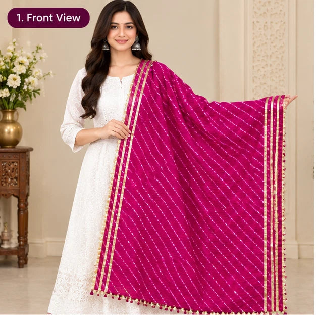 Wedding Dupatta Multicolor for Women Phulkari Bridal Silk