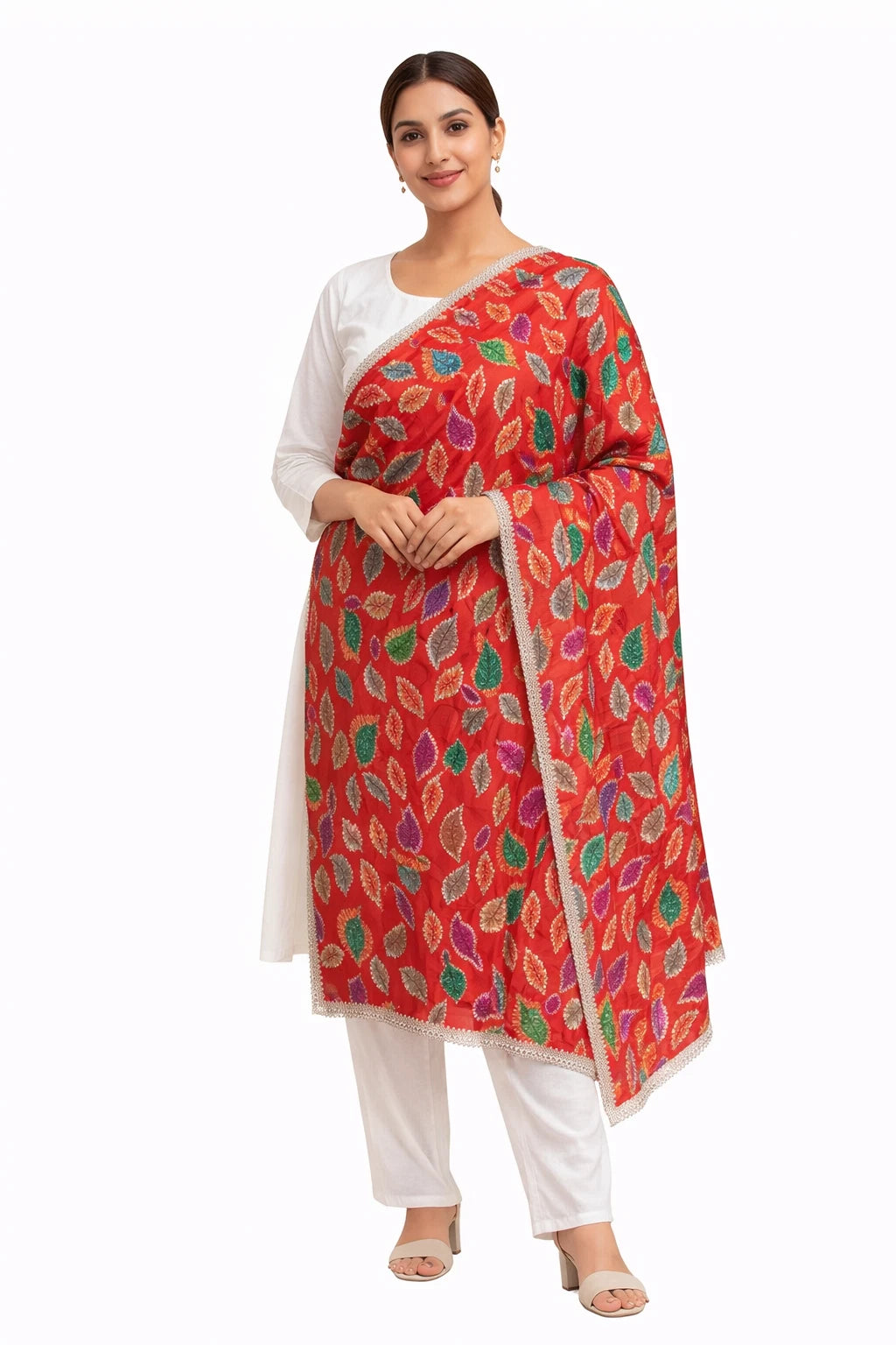 Wedding Dupatta for Women Phulkari Multicolor Bridal Silk