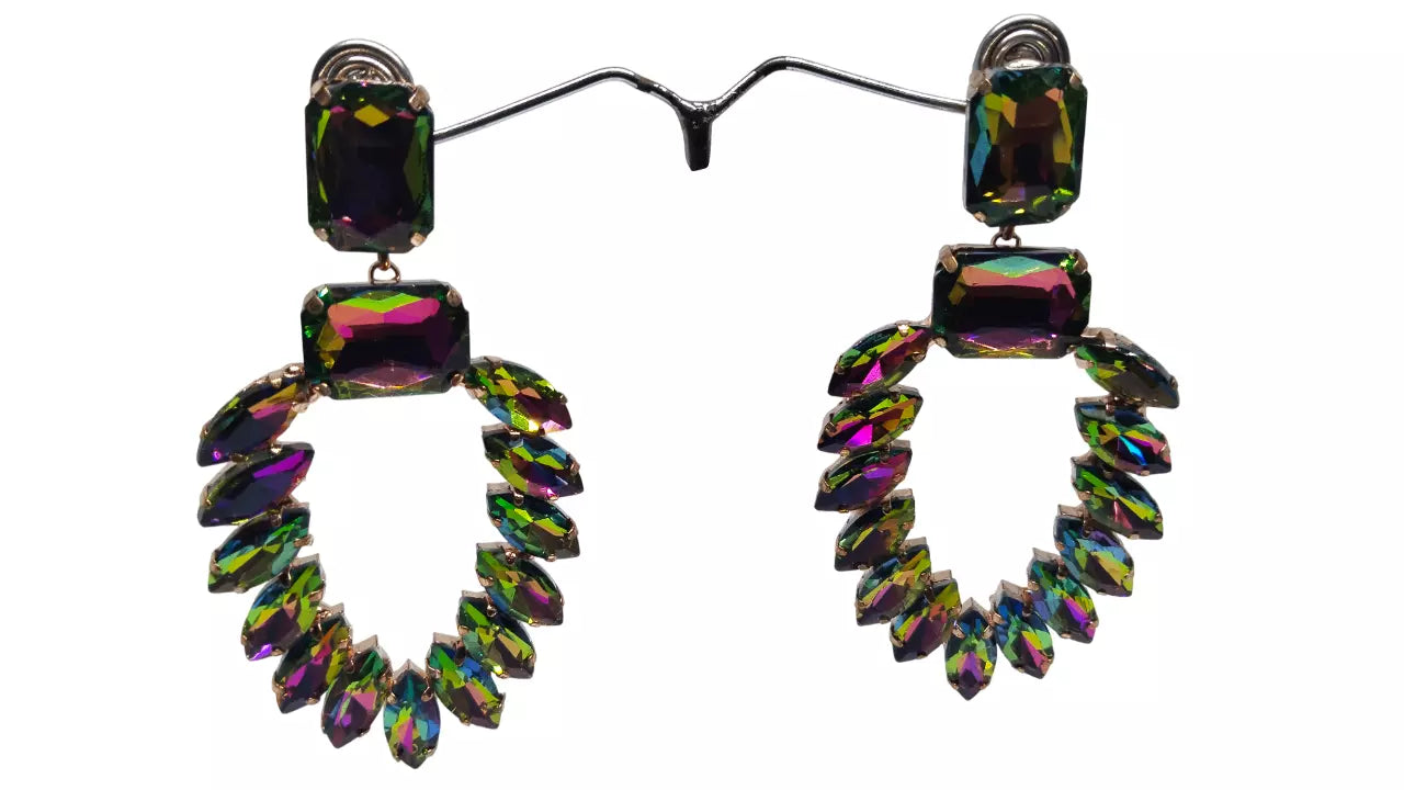 Women Jewelry Indian Rose Gold Tone Stone Bollywood Style Bridal Brass Earrings