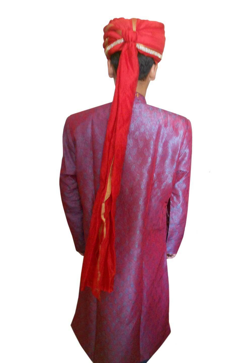 Men Hat Traditional Sherwani Pagri Handmade Safa Groom Red Turban Pag Top