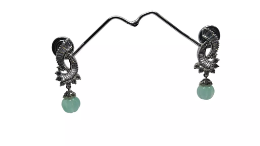 Indian Jewelry Silver Plated Women Bollywood Style Bridal CZ Earring AD Earrings