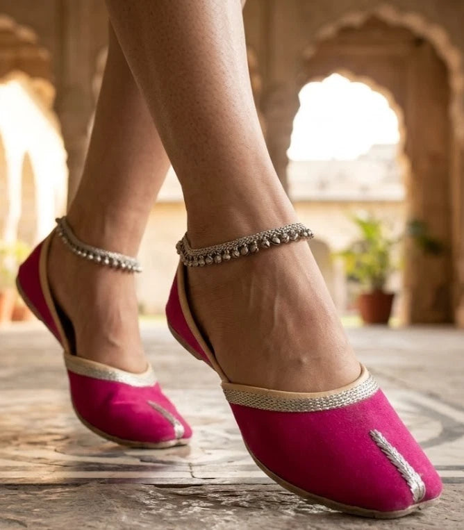 Handmade Bridal Pink Jutti Ethnic Flats Mojari