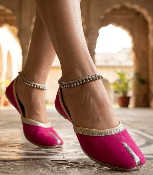 Handmade Bridal Pink Jutti Ethnic Flats Mojari