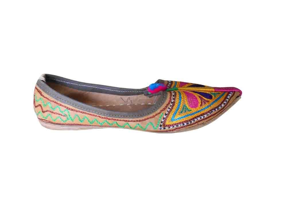 Women Shoes Indian Handmade Leather Jutties Casual Mojaries Flip-Flop US 5.5-6.5