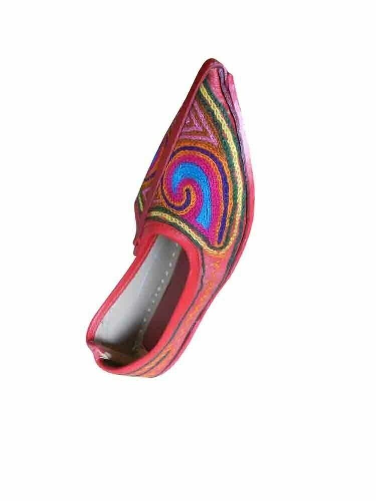 Women Shoes Handmade Wedding Khussa Traditional Boho Leather Mojaries Flip-Flops US 5.5-7.5