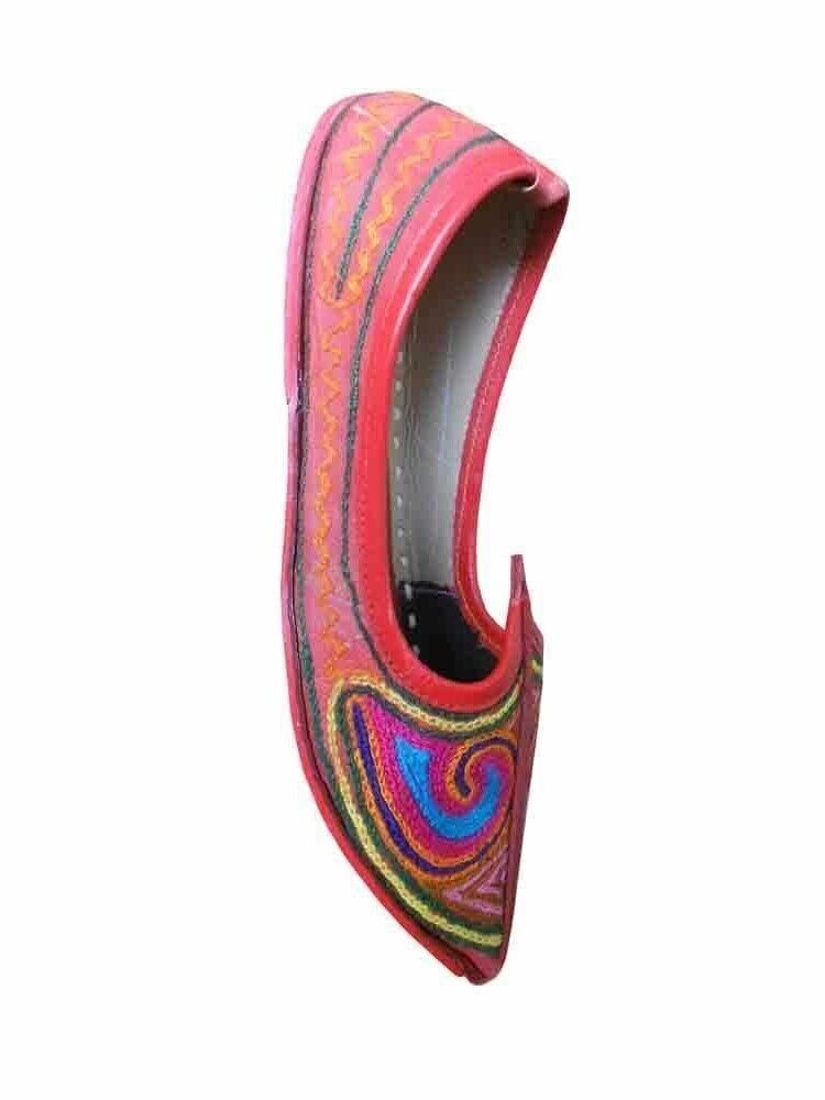 Women Shoes Handmade Wedding Khussa Traditional Boho Leather Mojaries Flip-Flops US 5.5-7.5