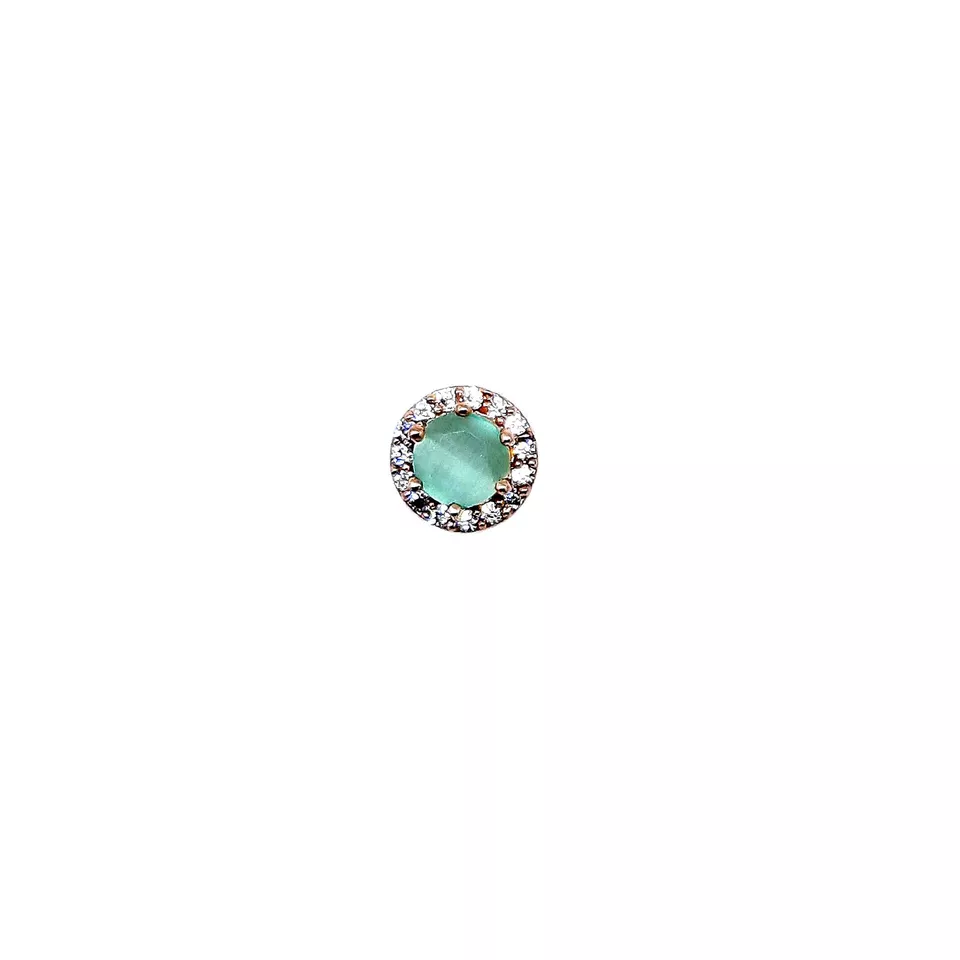 Women Pendant Indian Rose Gold Plated Green Stone Copper Tops Earring