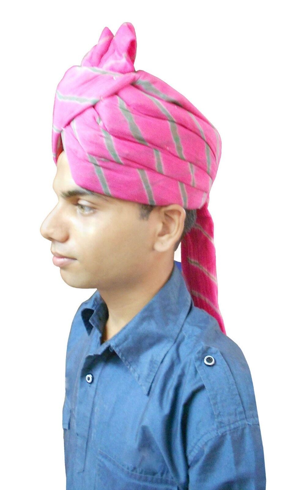 Men Hat Pagri Indian Handmade Rajasthani Cotton Blend Safa Pink Turban Top