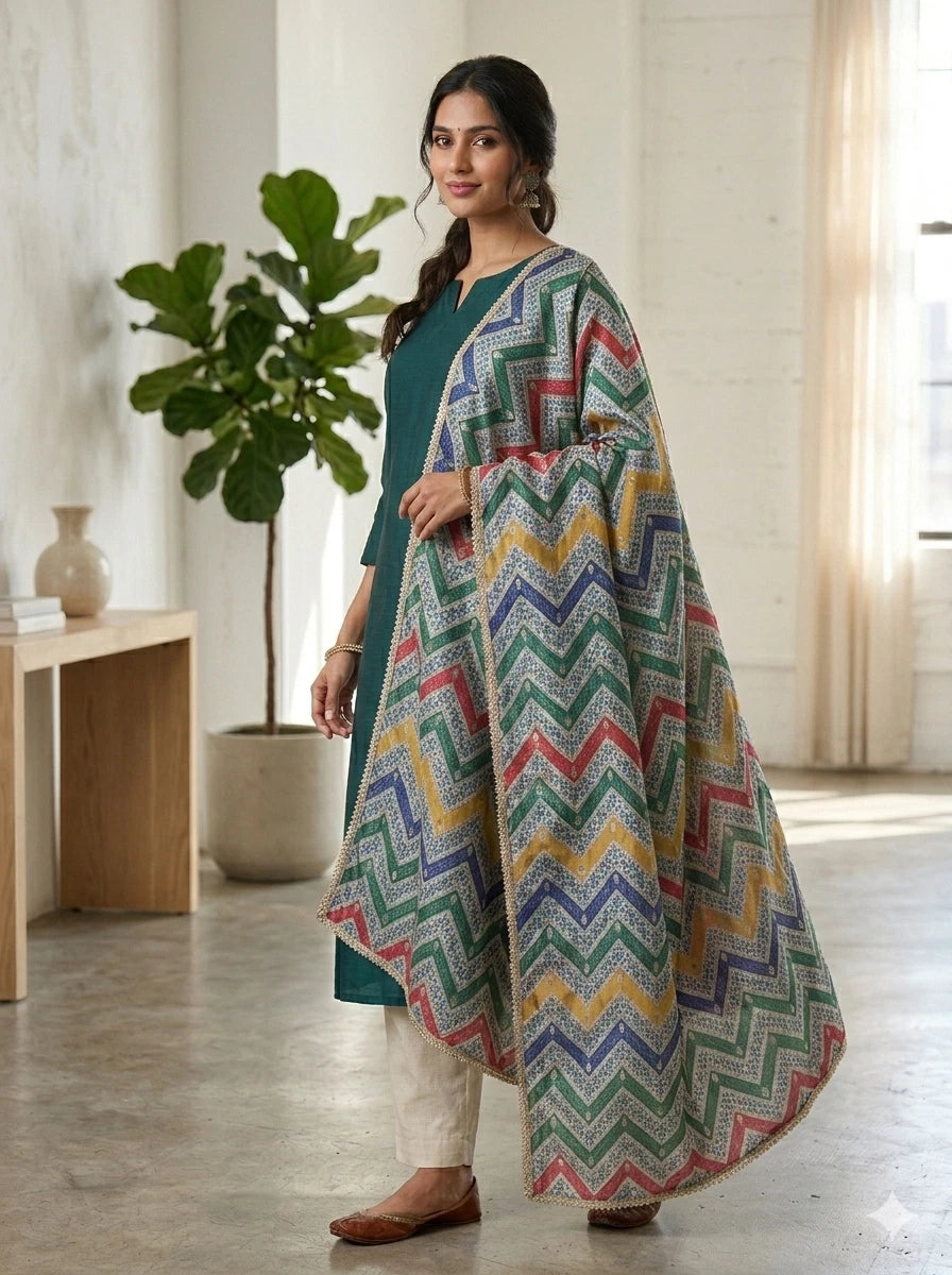 Wedding Dupatta for Women Multicolor Bridal Silk