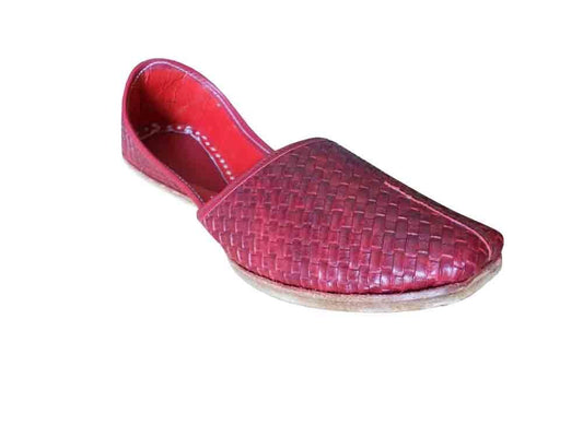By Kalra Creations Men Shoes Indian Jutties Handmade Cherry Leather Mojaries Loafers & Slip Ons Flip-Flops Flat US 8-11