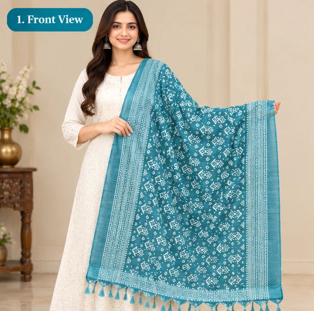 Wedding Dupatta Multicolor for Women Phulkari Bridal Silk