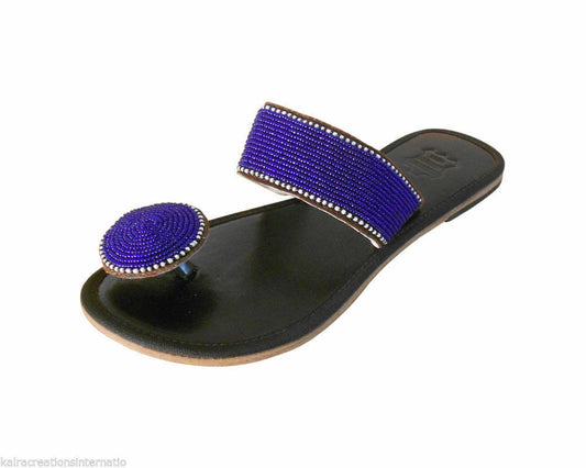 By Kalra Creations Women Slippers Indian Handmade Mojaries Leather Traditional Black Slip-Ons Flip-Flops Flat US 6/7