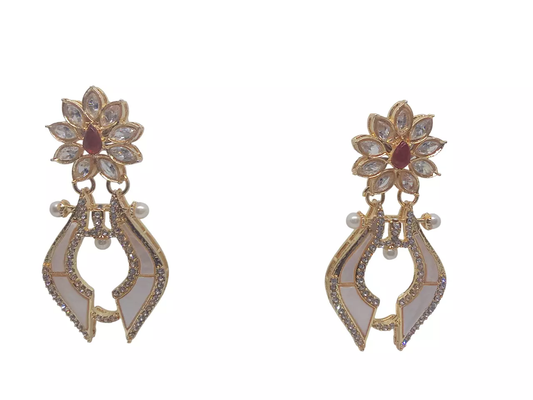 Women Earrings Indian Bollywood Rose Gold Plated Kundan Valentine's Day Gift