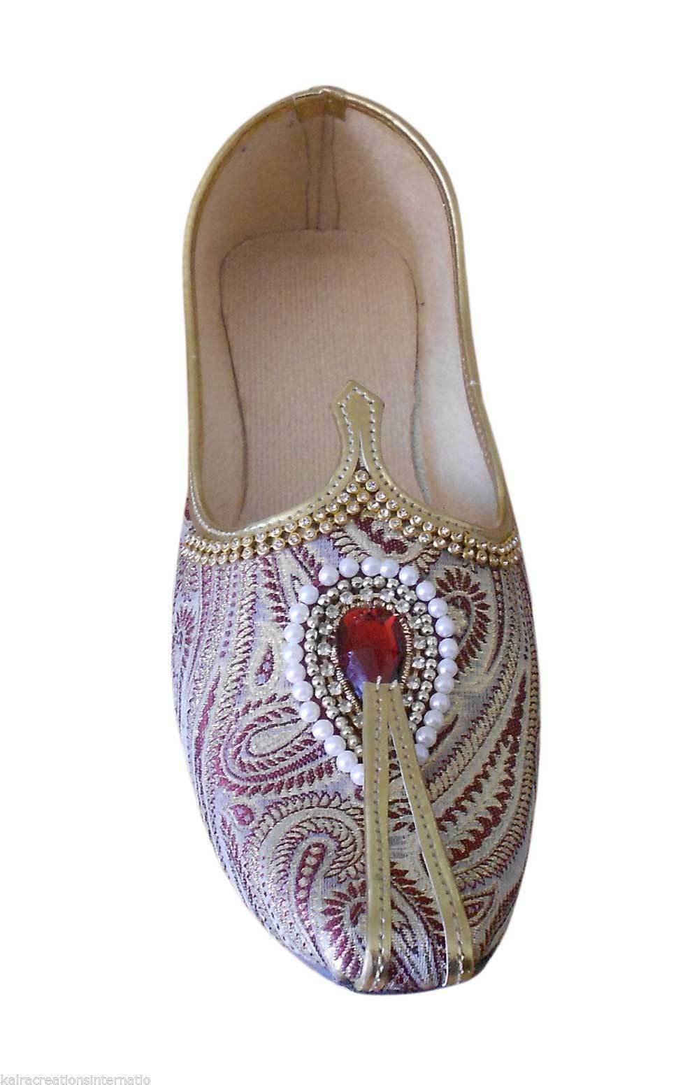 Men Shoes Indian Mojaries Wedding Sherwani Jutties Handmade Groom Khussa Mojaries Flip-Flops Flat US 6-9