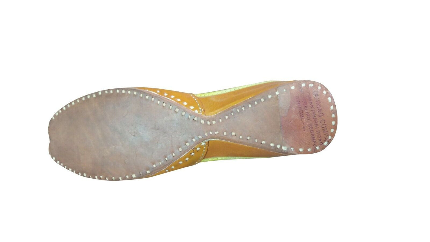 Women Shoes Indian Mojaries Handmade Leather Ballerinas Jutties Flip-Flops Flat US 6.5/8.5