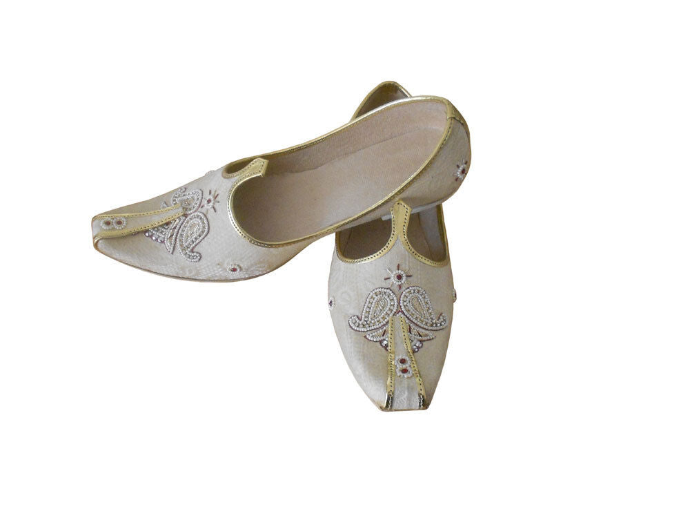 Men Shoes Wedding Designer Jutties Indian white Loafers Groom Mojaries Flip-Flops Flat US 6
