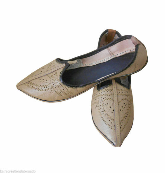 By Kalra Creations Men Shoes Casual Leather Jutties Handmade Indian Camel Punjabi Mojaries Flip-Flops Flat US 7