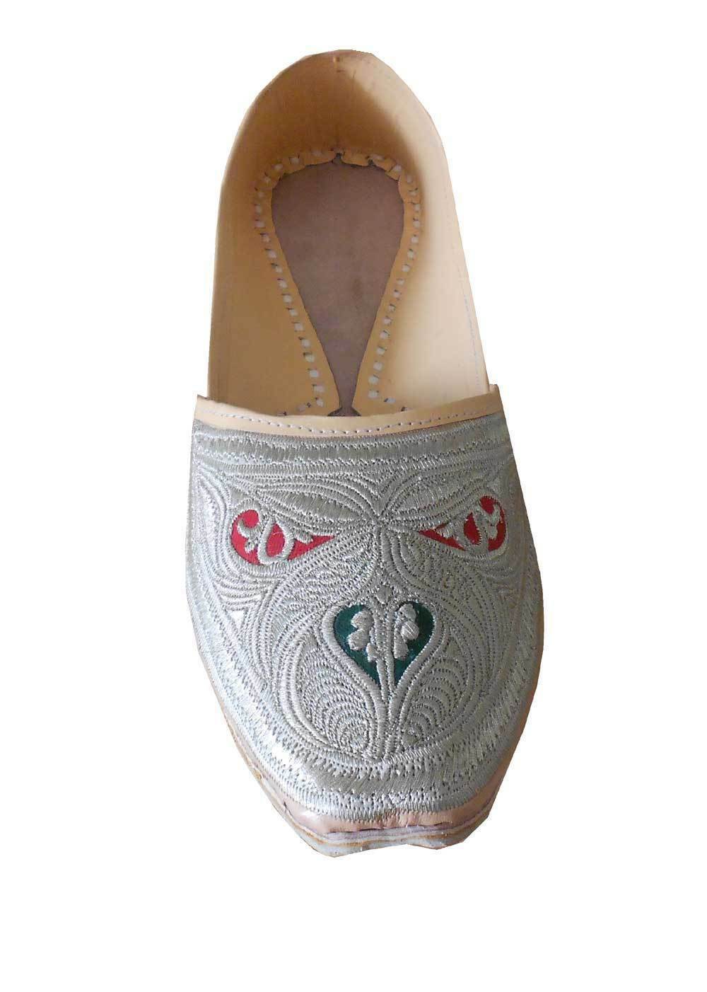 Men Shoes Traditional Handmade Leather Mojaries Punjabi Indian Cream Jutties Flip-Flops US 10