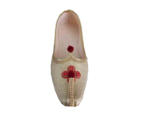 By Kalra Creations Men Shoes Wedding Jutties Handmade Khussa Cream Mojaries Loafers Slip Flip-Flops Flat US 6-12