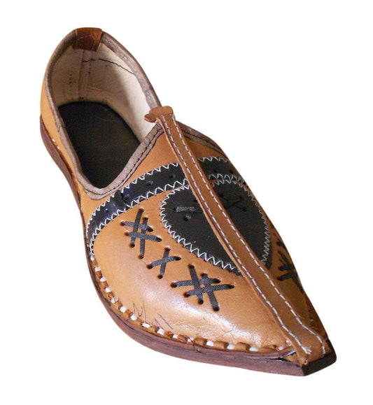 By Kalra Creations Men Shoes Leather Jutties Indian Brown Handmade Espadrilles Mojaries Flip-Flops Flat US 8