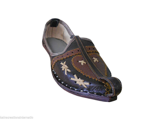 By Kalra Creations Men Shoes Leather Mojaries Indian Espadrilles Handmade Brown Traditional Jutties Flip-Flop US 7