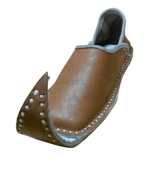 Men Shoes Traditional Leather Mojaries Indian Handmade Brown Boat Jutties Flip Flops Flat US 8