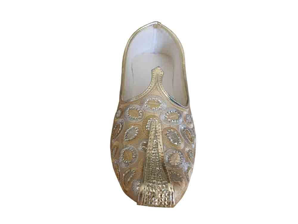 Men Shoes Traditional Jutties Handmade Wedding Gold Mojaries Loafers Flip-Flops Flat US 7-11