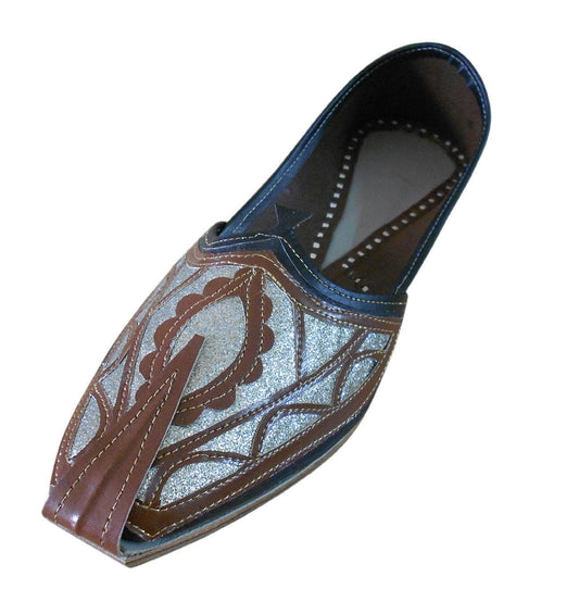 Men Shoes Indian Leather Mojaries Handmade Handmade Punjabi Black Jutties Flip-Flops Flat US 7-10
