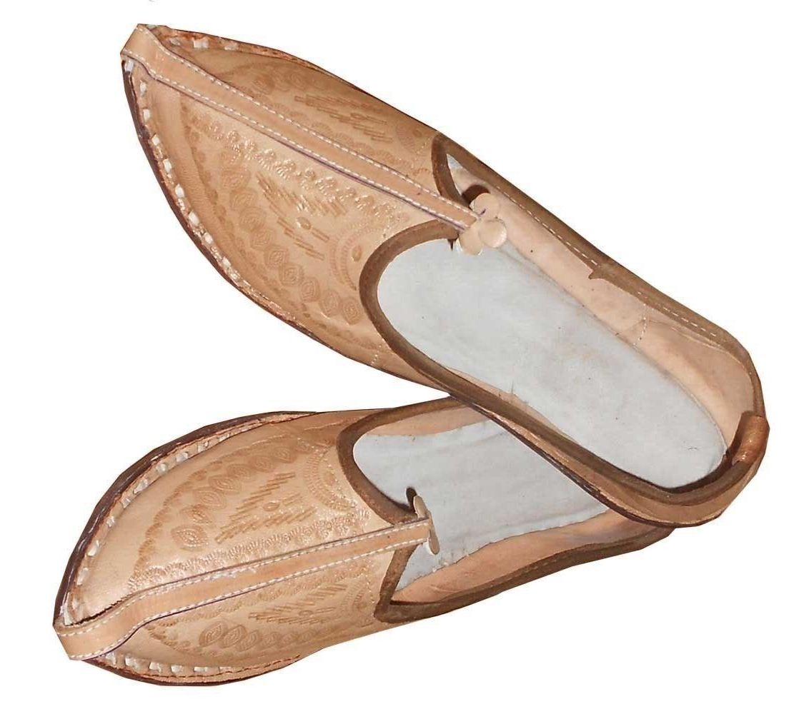 Men Shoes Handmade Indian Espadrilles Leather Jutties Cream Mojaries Flip-Flops Flat US 7