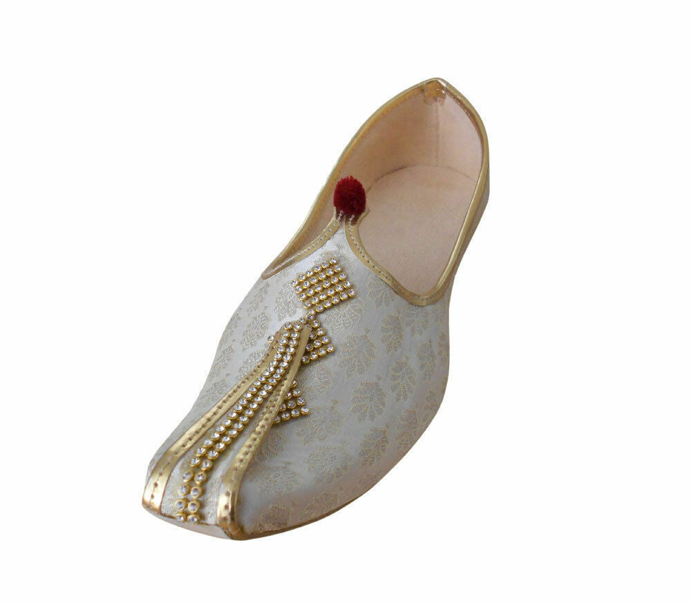 Men Shoes Indian Jutties Sherwani Mojaries Wedding Cream Loafers & Slip Ons Flip-Flops Flat US 7