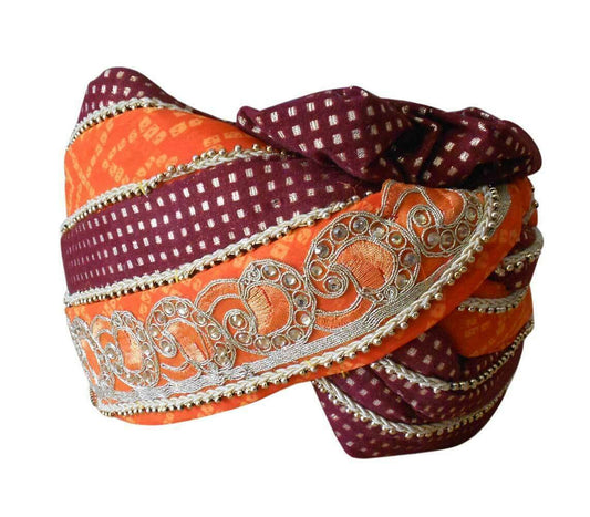 Men Hat Sherwani Groom Pagri Handmade Safa Indian Wedding Turban Large 23"