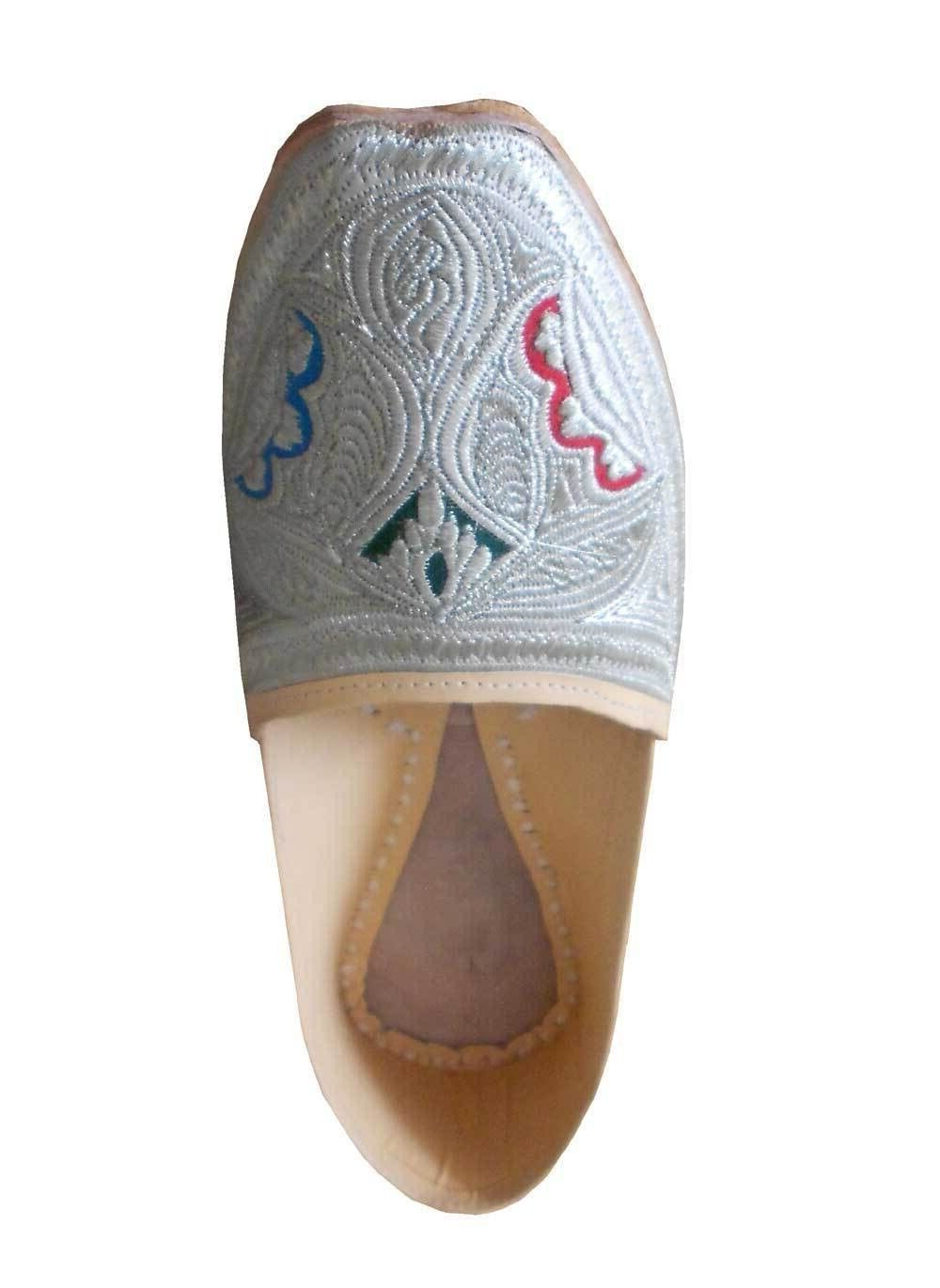Men Shoes Traditional Leather Jutties Cream Wedding Loafers Mojaries Flip-Flop Flat US 8.5