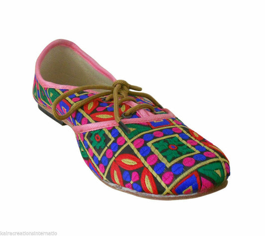 By Kalra Creations Women Shoes Indian Handmade Leather Casual Khussa Mojaries Flip-Flops Flat US 5-8