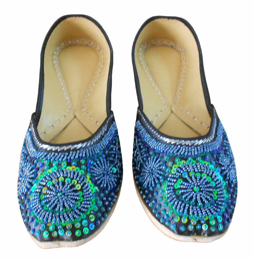 Women Shoes Traditional Handmade Jutties Wedding Leather Mojaries Flip-Flops Flat US 7