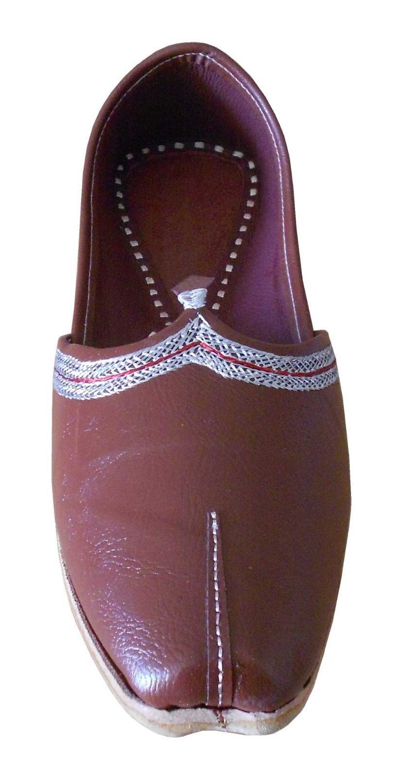 Men Shoes Casual Jutties Indian Khussa Handmade Leather Mojaries Flip-Flops Flat US 8-11