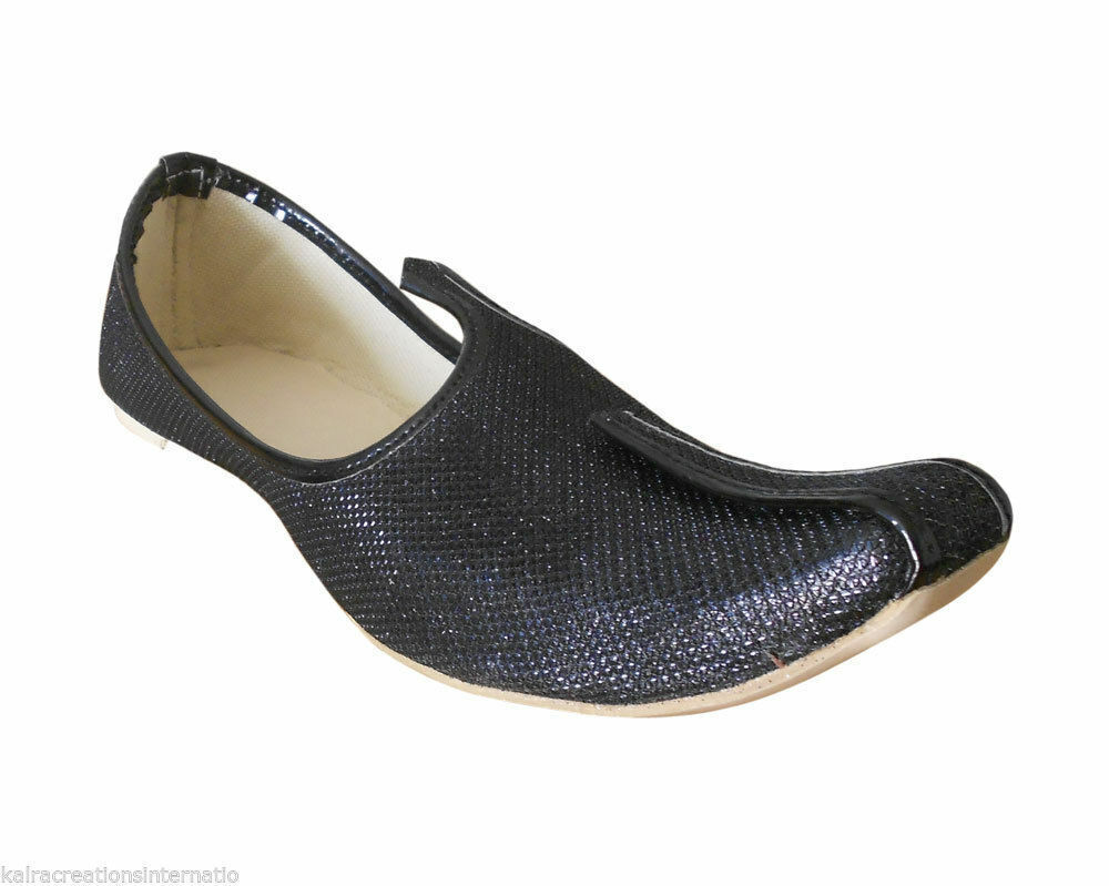 Men Shoes Traditional Wedding Jutties Handmade Loafers Black Mojaries Flip-Flops Flat US 6-9
