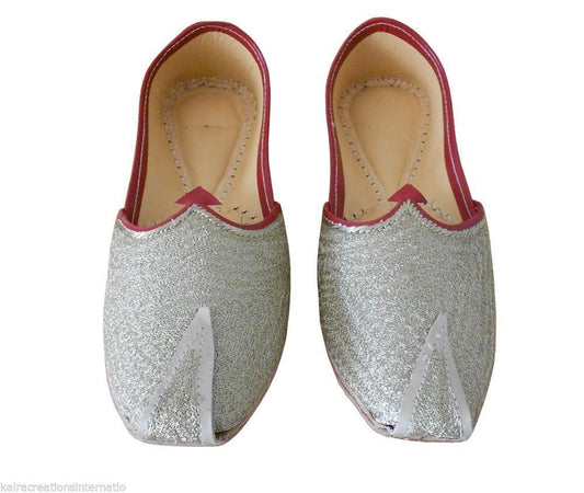 By Kalra Creations Men Shoes Handmade Traditional Cream Leather Mojaries Wedding Loafers Cream Jutties Flip-Flops Flat US 8