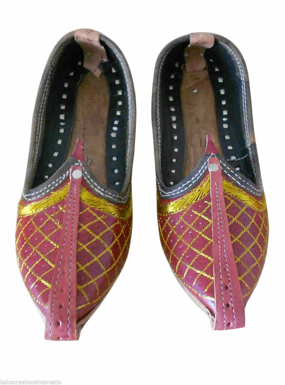 Men Shoes Indian Traditional Handmade Leather Mojaries Brown Jutties Espadrilles Khussa Flip-Flop Flat US 7/8