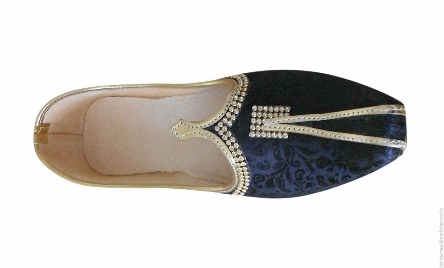 Men Shoes Indian Sherwani Jutties Handmade Loafers Black Mojaries Flip-Flops Flat US 6/7