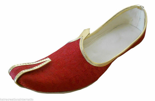By Kalra Creations Men Shoes Traditional Jutties Wedding Khussa Red Loafers & Slip Ons Mojaries Flip-Flops Flat US 7