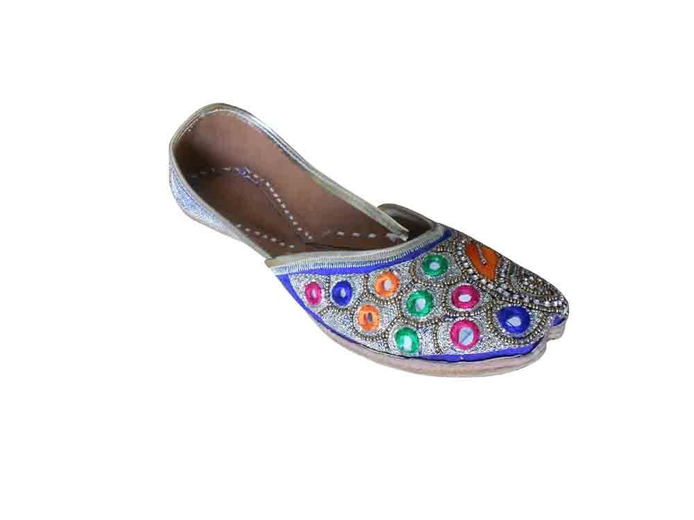 Women Shoes Indian Handmade Traditional Wedding Khussa Loafers Designer Ballet Mojaries Flip-Flops Flat US 6-9