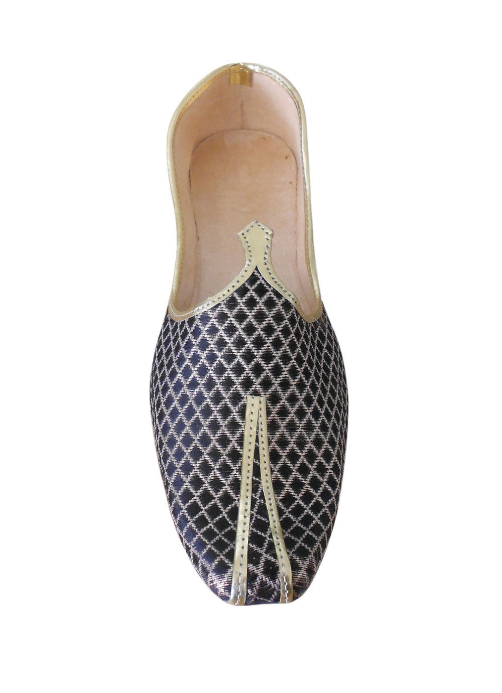Men Shoes Indian Wedding Black Mojaries Handmade Leather Jutties Flip Flops US 6-8