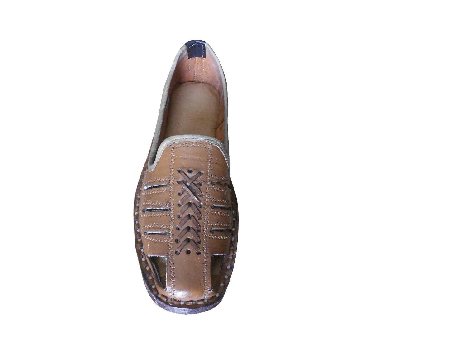 Men sandals Shoes Indian Jutties Traditional Leather Brown Mojaries Flip-Flops Flat US 8-11