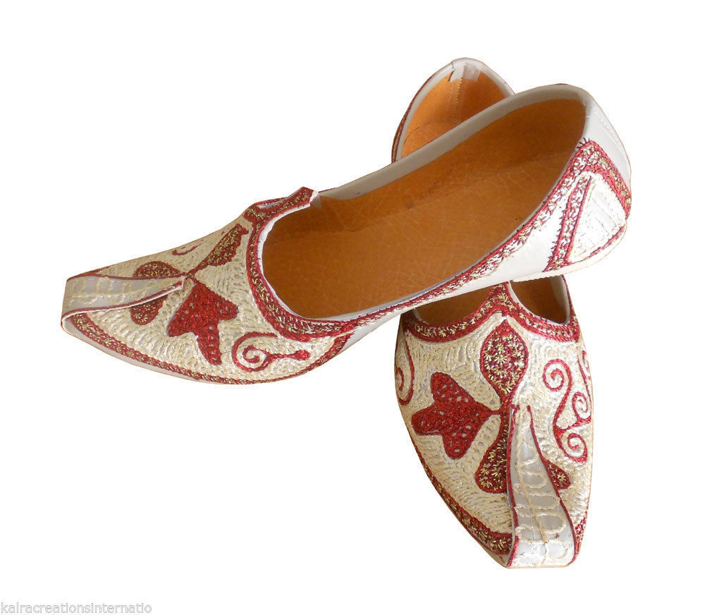 Men Shoes Wedding Leather Mojaries Multicolor Khussa Indian Handmade Jutties Flip-Flops Flat US 6