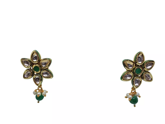 Gold Plated Women Earrings Bollywood Kundan Polki Indian Women Valentine's Day Gift By Kalra Creations