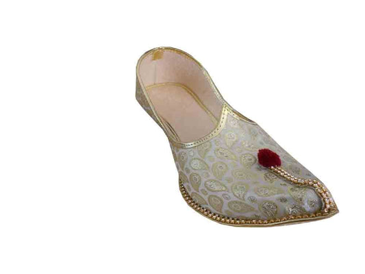 By Kalra Creations Men Shoes Indian Wedding Mojaries Designer Cream Punjabi Jutties Khussa Flip-Flops Flat US 6/7