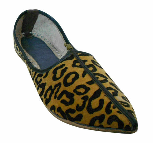 By Kalra Creations Men Shoes Indian Handmade Mojaries Ethnic Loafers Brown Leather Jutties Flip-Flops Flat US 7