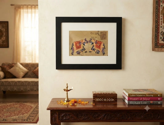 Indian Painting Handmade Postcard Animal Painting Colorful Home Decor Framed