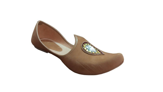 By Kalra Creations Men Shoes Indian Jutties Sherwani Mojaries Handmade Brown Khussa Flip-Flops Flat US 6