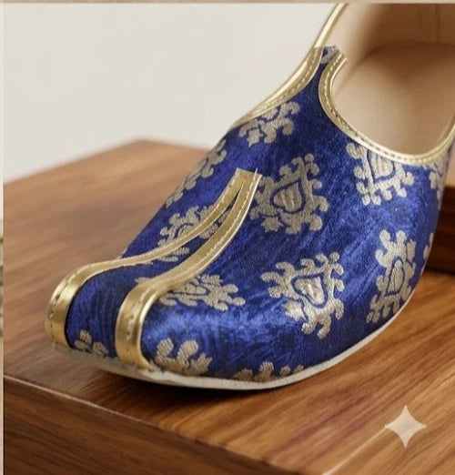 Indian Handmade Men’s Wedding Mojaries Blue